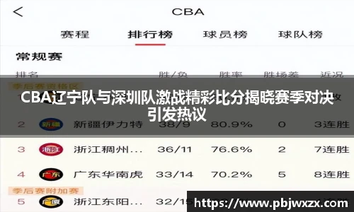 CBA辽宁队与深圳队激战精彩比分揭晓赛季对决引发热议